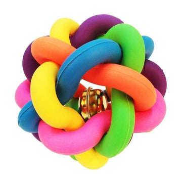 Smarty Pet Latex Squeaky Multi Colour Woven Balls With Bell Toy